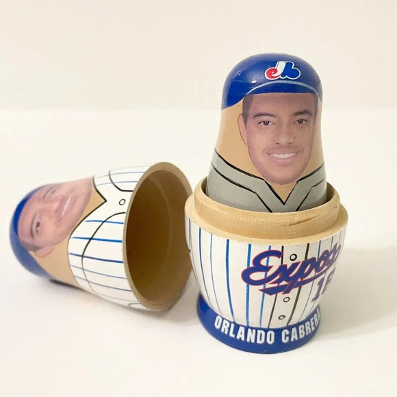 Babooshkah Nesting Doll Montreal Expos  Orlando Cabrera 5 Piece Set Flaws - Picture 8 of 16